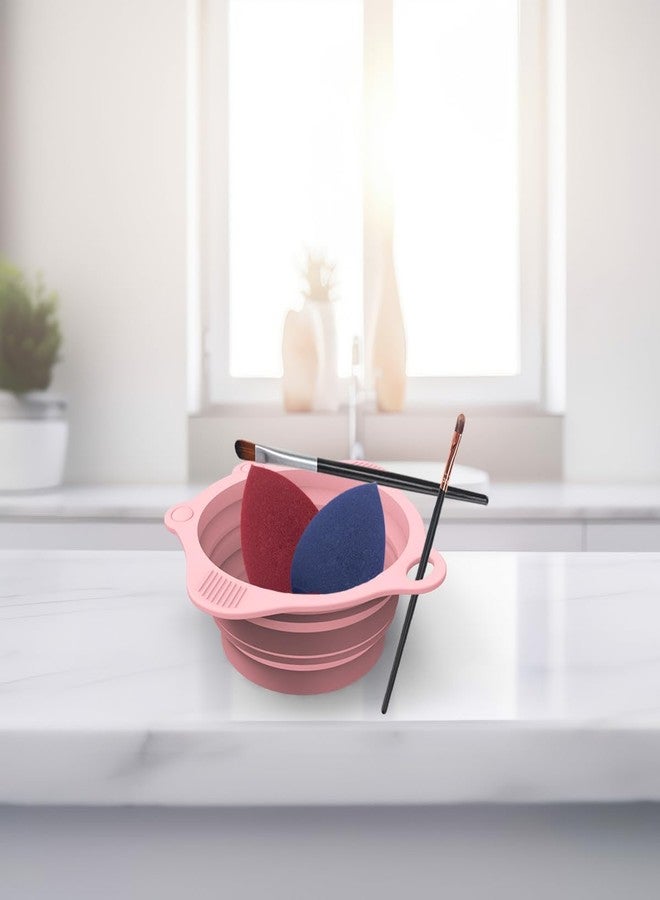 YalsFTY Foldable Silicone Makeup Brush Cleaner Pad Bowl, YalsFTY Portable Mat Scrubber Cleaning Tool for Makeup Brushes (Pink) - Image 5